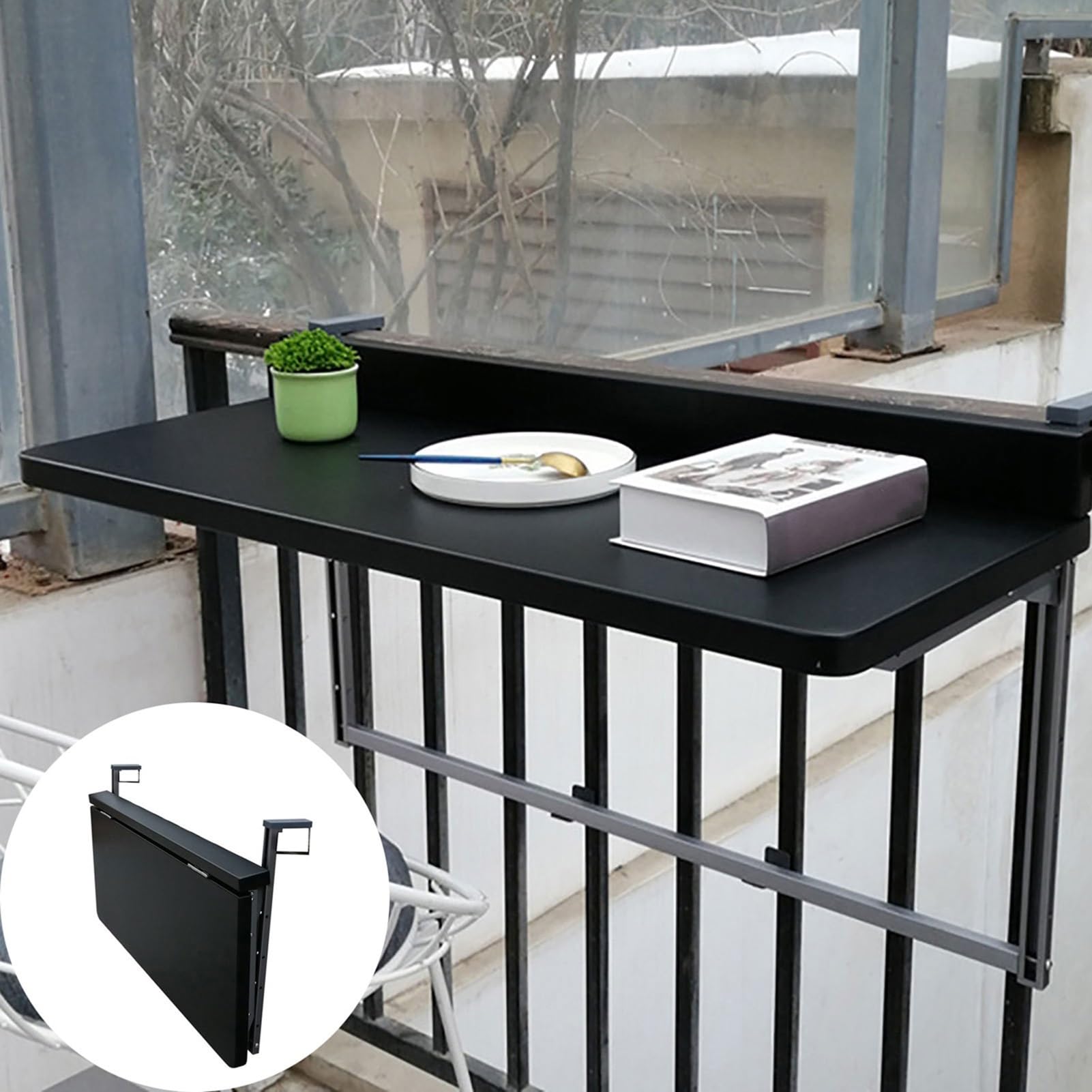 Table de balcon suspendue réglable en hauteur pour petits espaces