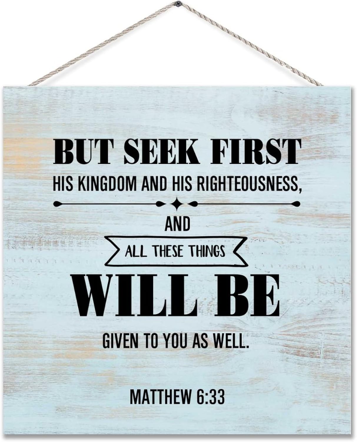 Wood Pallet Sign Plaque Bible Verse Rustic Classical Wall Pediment with String Rural Wooden Hanging Decor for Farmhouse Desk Patio Entryway 12in