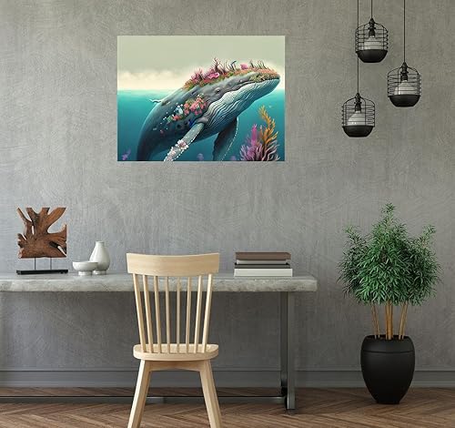 Miniatura 3 de NIHO-JIUMA Kit de pintura de diamantes de ballena, 5D para bricolaje, arte de diamantes de taladro completo, regalo para adultos, decoración del