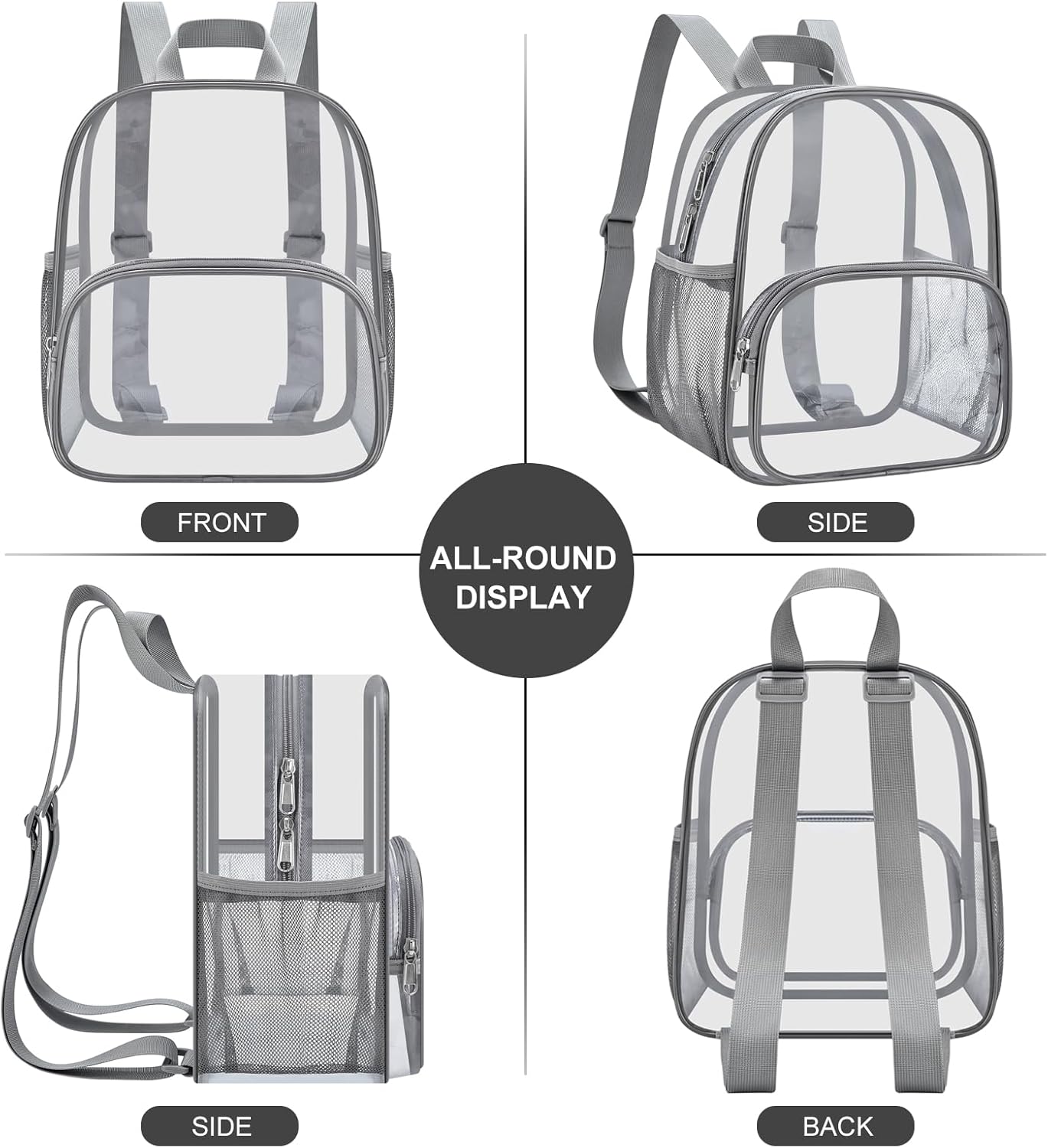 USPECLARE Clear Backpack for Stadium Events Small Clear Backpack 11.5x9.5x6 for Concert Sport Events Work Travel - Image 5