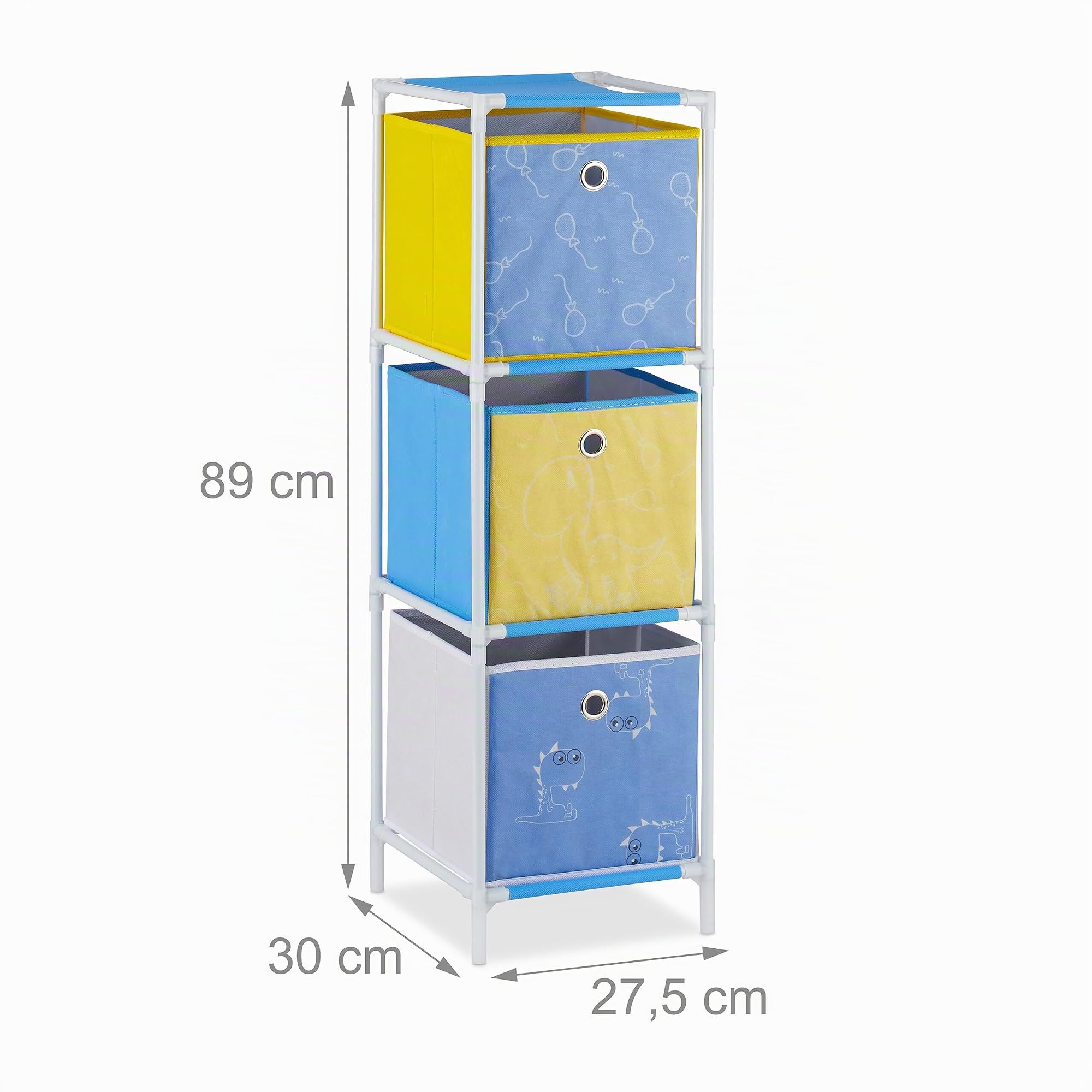 Relaxdays 3 Scatole, Scaffale, Bambini & Bambine, Design-Dinosauro Armadio Cameretta Hbt 89 X 27.5 X 30 Cm, Colorato, Vello, Ferro, Plastica, 89 X 27.5 X 30 Cm