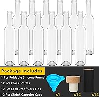 Vista 4 de DHSBTLS Paquete de 12 botellas de vidrio transparente de 500 ml/16 oz con tapas de corcho de madera y sellos de encogimiento, botellas
