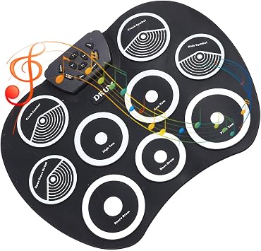 Electric Practice Pad Set, 9-Pad USB Portable Electronic Drum Set with Pedal Drumsticks for Home Music Education, Kids, and Beginners