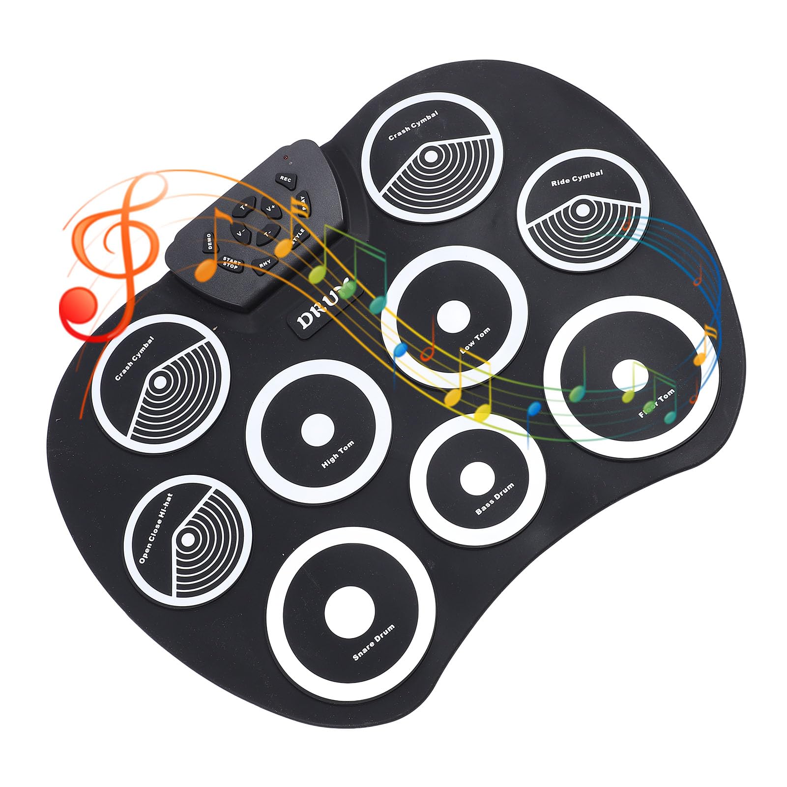 Ensemble de Batterie électrique, Coussin d'entraînement électronique Portable en Silicone USB à 9 Coussinets avec Baguettes à Pédale pour Enfants Débutants