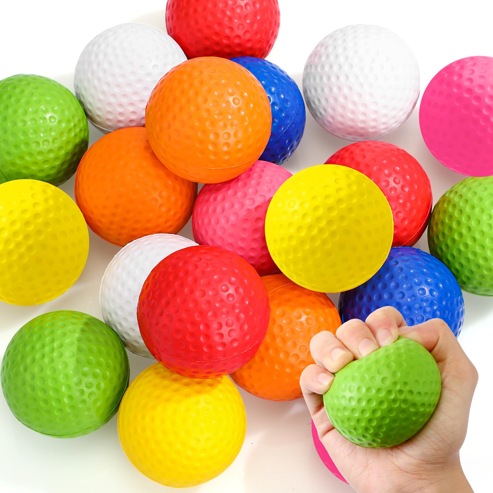 Libima 20 Pcs Mini Golf Stress Ball Bulk Foam Practice Balls Stress Relief Sports Ball Training for Golf Birthday Party Favors Carnival Classroom Reward Indoor Outdoor (Multicolor,2.5 Inch)