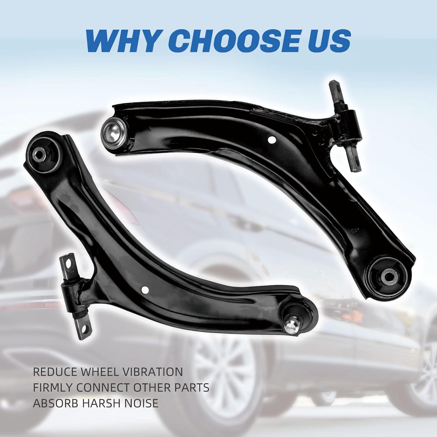 Front Lower Control Arm with Ball Joint Compatible with 2008-2013 Nissan Rogue / 2014-2015 Nissan Rogue Select Front Lower Control Arm Kit Left & Right K621452 K621453