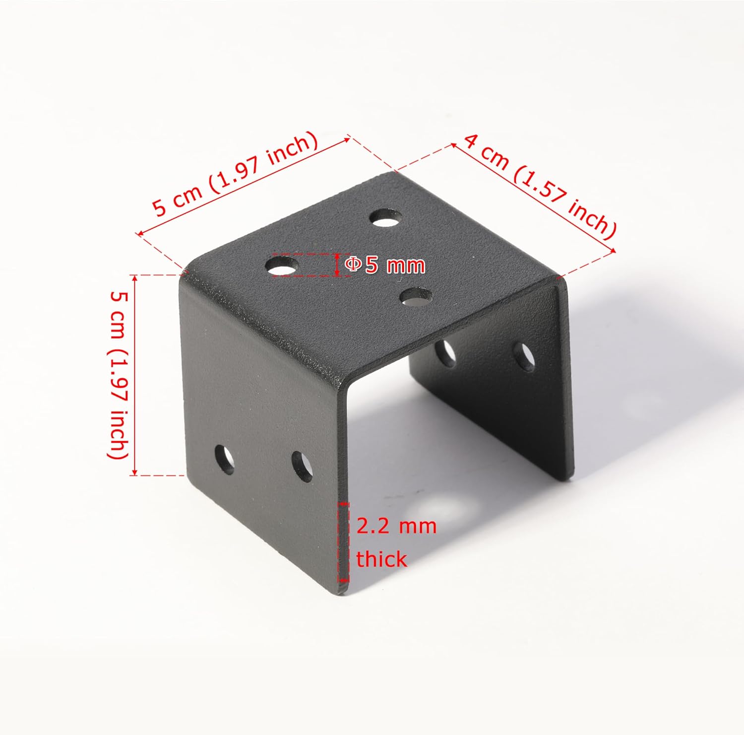 20 PCS U-Shaped Metal Brackets, Black Half Post Base 2x2 2x4 2x6 Post Anchor Connector for Joist Hanger Brackets Support, Inner Size 1.97", Thickness 0.08" (14 Gauge)