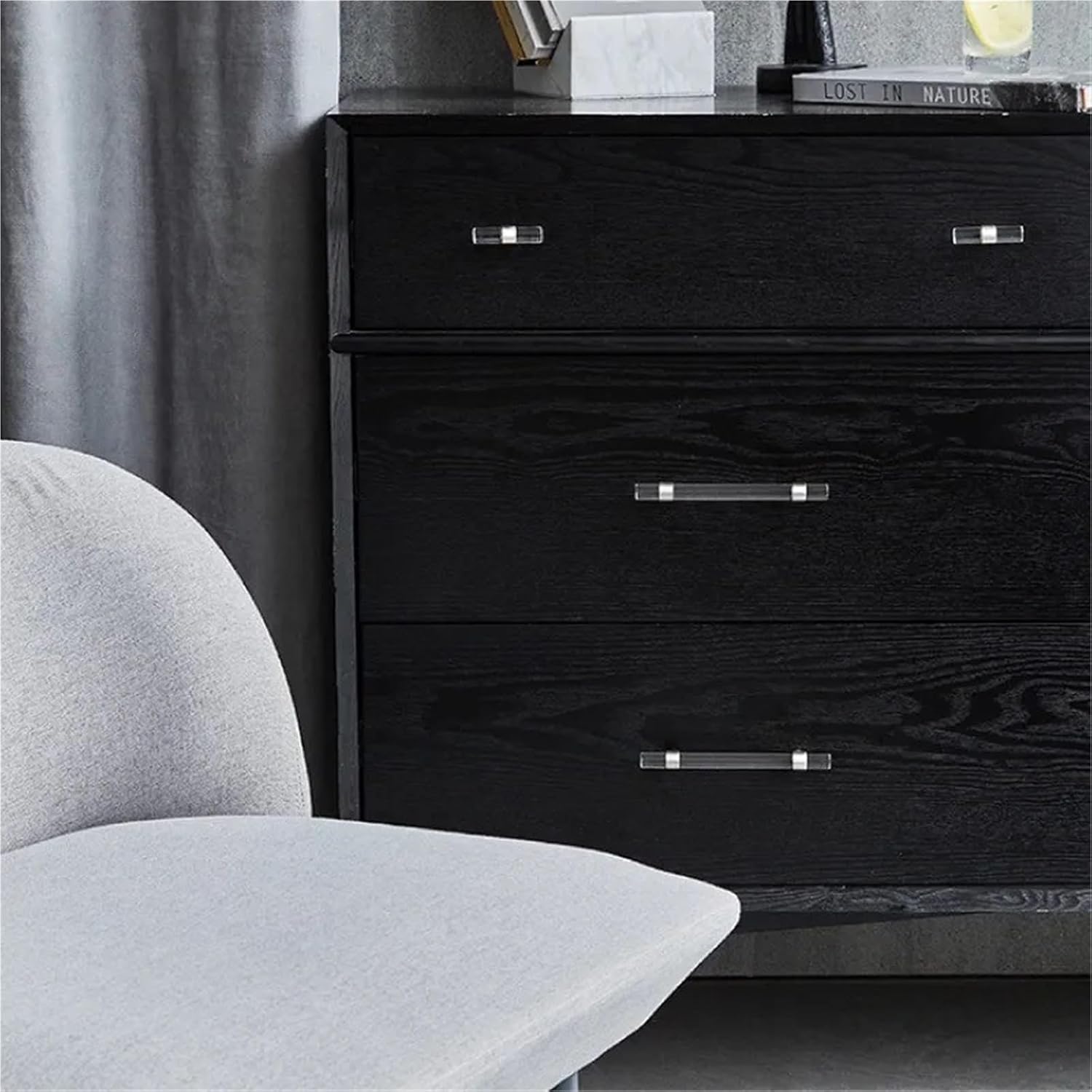 Long Cabinet Door Handles T Bar Transparent Handle Wardrobe Cupboard Door Pulls Drawer Knobs Furniture Hardware 1Pcs(Gold 96mm)