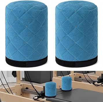 2PCS Thicken Pilates Reformer Shoulder Block Covers, 7.5x4x4 Shoulder Rest Covers with Hook and Loop Straps, Loop Fastener for Comfort, Compatible with Most Reformers
