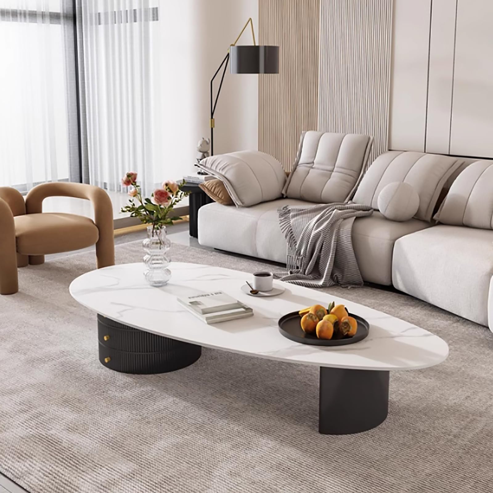 Amazon.com: SUZEPER Modern Coffee Table,Sintered Stone Round