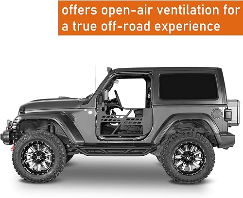 Miniatura 3 de Hooke Road Wrangler JL Gladiator 2 puertas de tubo de media puerta, puertas tubulares todoterreno para Jeep Wrangler JL y Gladiator JT 2018-2025