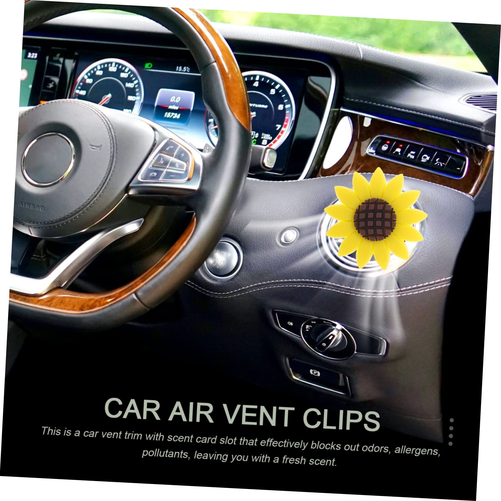 ibasenice 5 Set Di Accessori Per Auto Clip A Forma Di Girasole Clip Per Bocchette Di Ventilazione Per Auto 4 Pezzi * 5