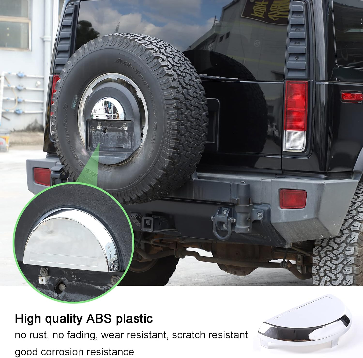 License Plate Dome Top Cover fit for Hummer H2 2003-2009,Spare Tire Cover License Plate Top Decorative Cover Car Accessories (Silver)