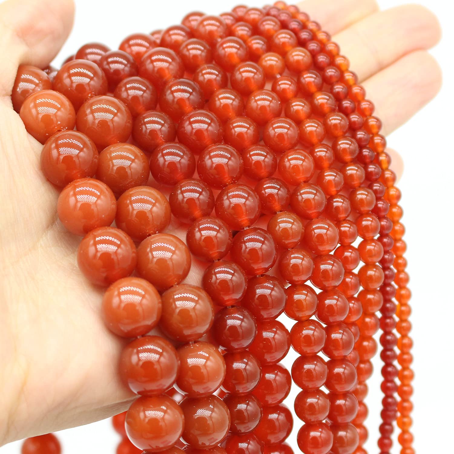 OameusaOameusa Natural Round Smooth 6mm Red Agate Beads Gemstone Beads Loose Beads Agate Beads for Jewelry Making 15" 1 Strand per Bag-Wholesale