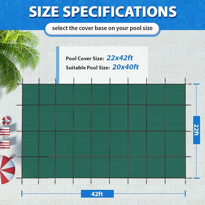 Cobertor rectangular de seguridad para piscina 20x40 ft miniatura 2