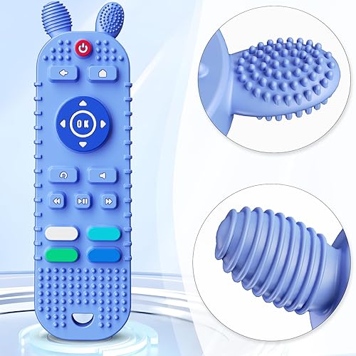 Miniatura 2 de Juguetes de dentición para bebés con forma de control remoto de TV y juguetes mordedores con forma de teléfono para bebés de 6 a 12 meses, juguetes
