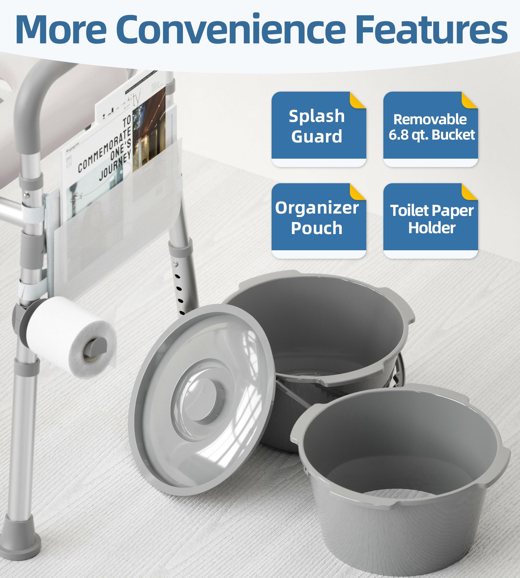 Bedside Commode Toilet - Easy Height & Comfort -6
