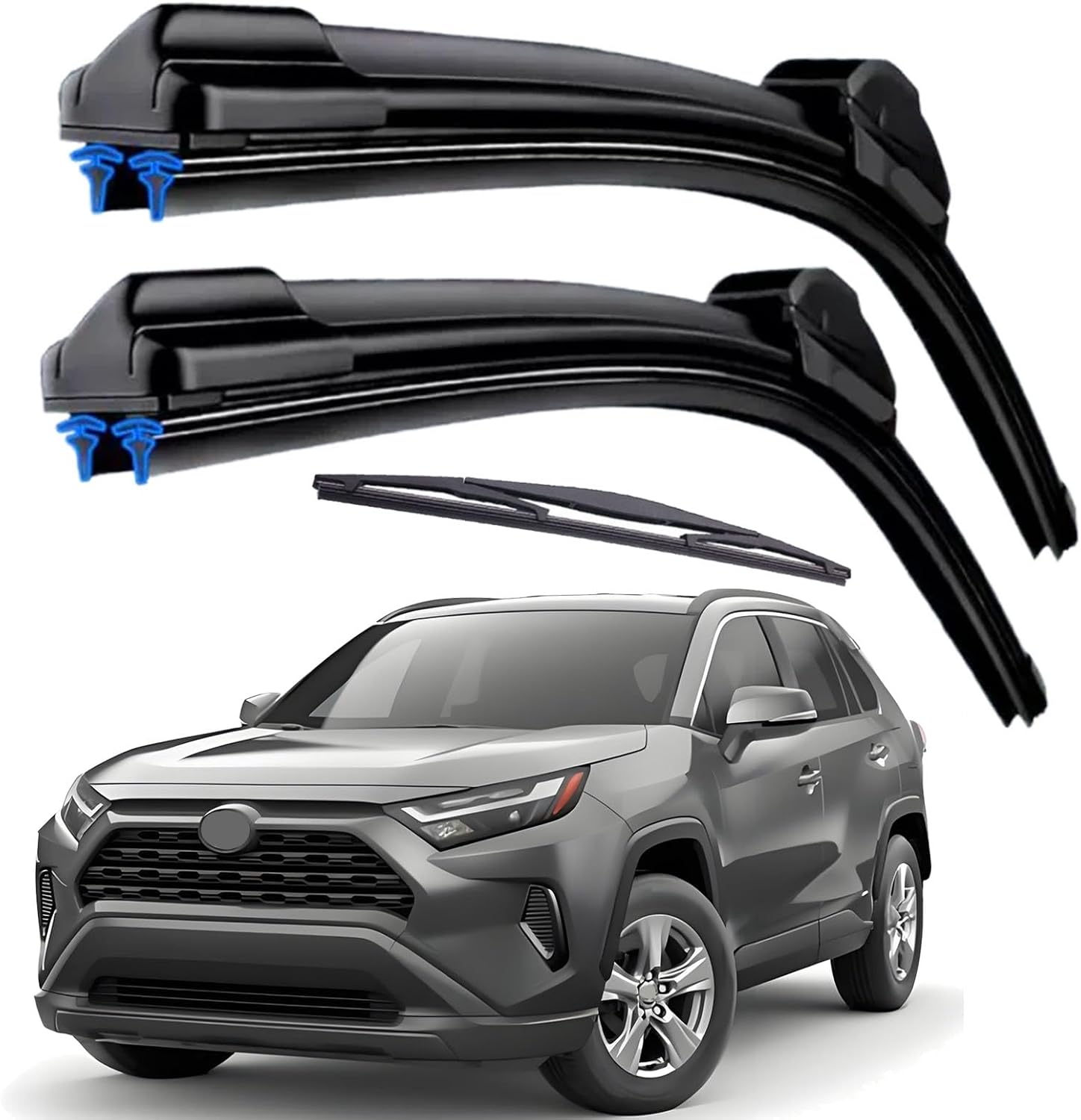 Dual Rubber Blade Windshield Wipers for Toyota RAV4 2019 2020 2021 2022 2023 2024,Mazda 5 2015 2014 2013 2012 2011 2010-2006 Replacement 26"+16"+12" Rear Wiper Blades (Pack of 3)