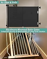 Vista 3 de Puertas de bebé retráctiles de 59 pulgadas, puerta retráctil de 34 pulgadas de alto con diseño de tira reforzada para evitar que los bebés se