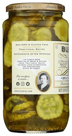 Bubbies Bread & Butter Pickle Chips 33 oz Glass Jar