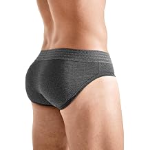 Rounderbum Mens Dual Tech Padded brief + Smart Package Cup Heather Charcoal, L- Mens Padded Underwear with Removable Butt Pads & Package Enhancing Pouch for Butt Lifting, Shaping & Confidence