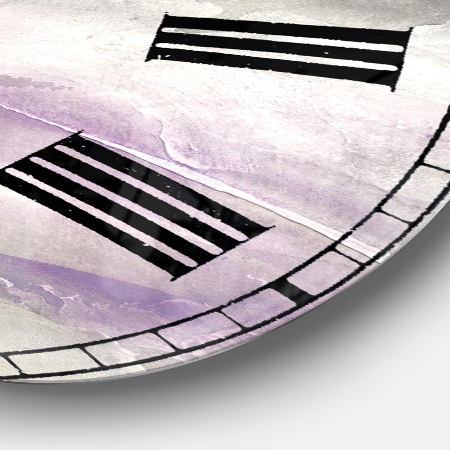 'Watercolor Minimal Purple Tones I' Farmhouse Wall Clock for Home Bedroom Bathroom Office Living Room Decoration
