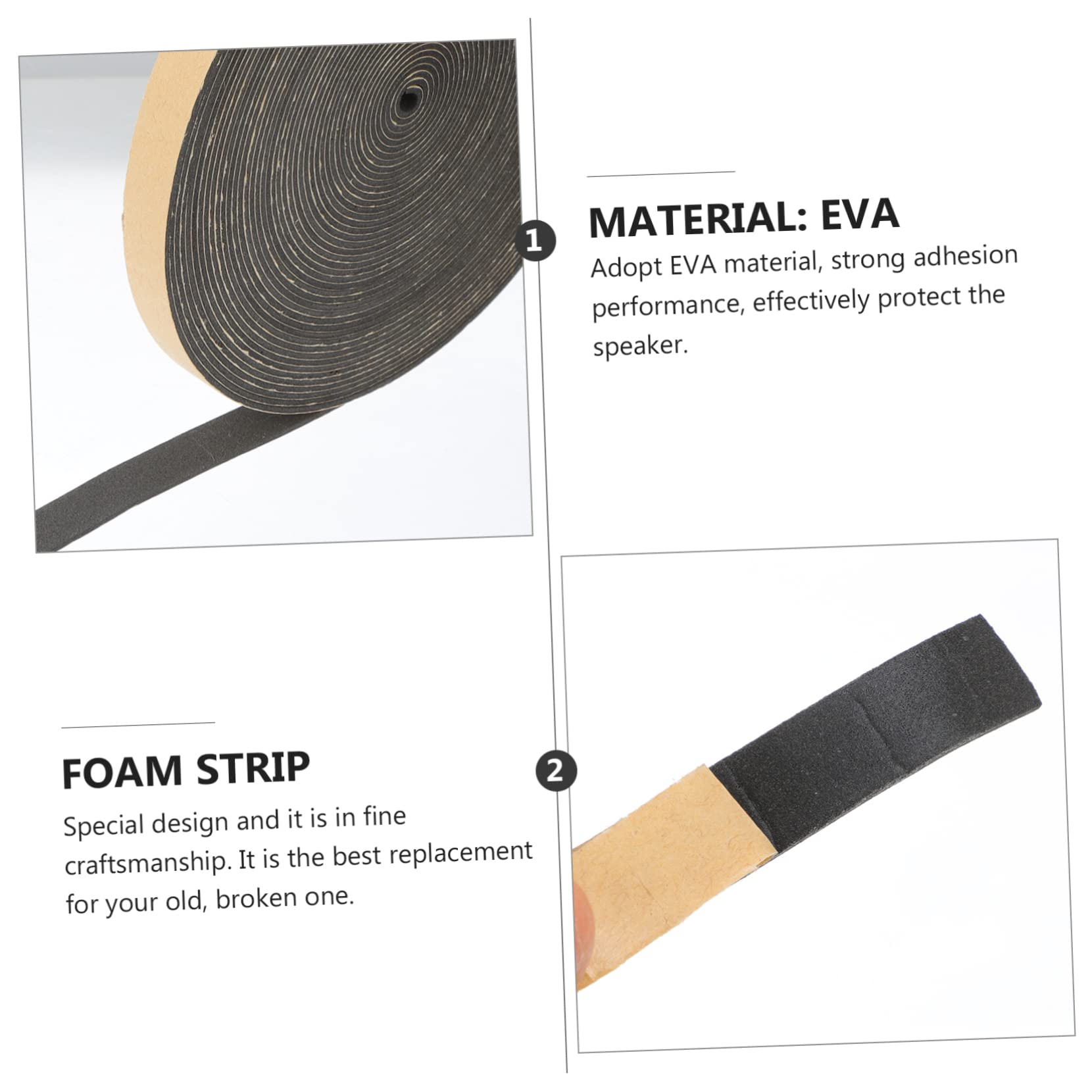 Ruban Mousse Phonique Noir Eva pour Haut-parleur, Bande D'étanchéité Renforcée