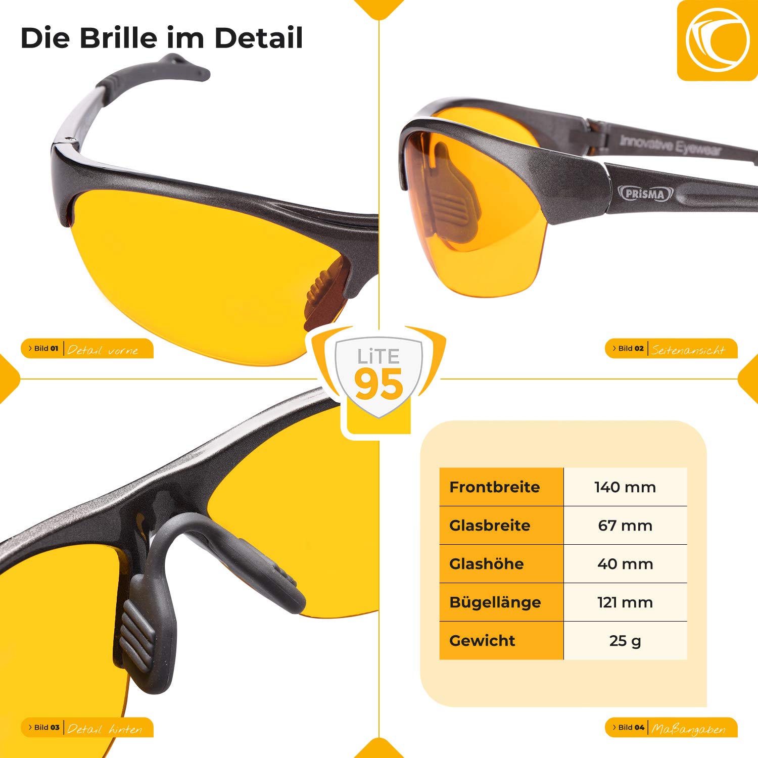 PRiSMA BlueLightProtect Computer Glasses Classic - 'Lite' - Excellent Protection Against Blue Light - for PC&TV