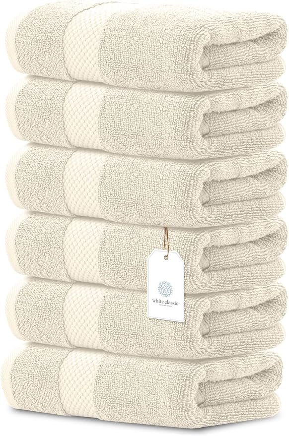 Amazon.com: White Classic Luxury Ivory Hand Towels - Soft 100% Turkish Cotton | Highly Absorbent Hotel spa Bathroom Towel Collection | 16x30 Inch | Se
