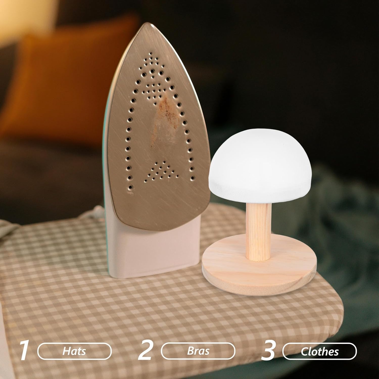 Cabilock Bras Hats Wood Ironing Board Mini Ironing Stools with Padding Round Base Portable Clothes Iron Boards for Small Homes Travel DIY Craft Supplies