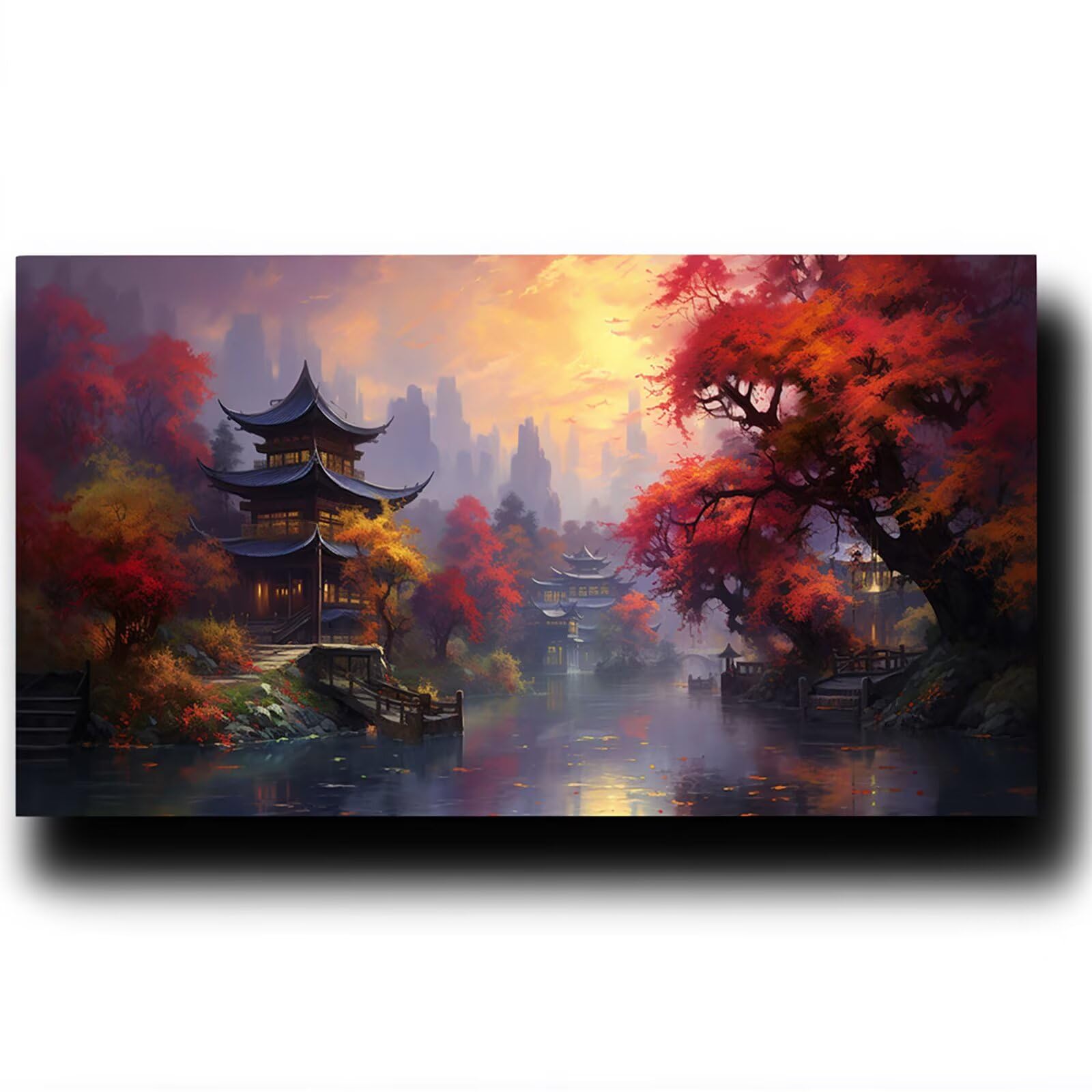 DIY Malen nach Zahlen Erwachsene Landschaft Malen nach Zahlen ab 7 jahre Mädchen See Kreativ set für Erwachsene mit Leinwand Acrylfarben set und Pinsel,Bastelset zum Bemalen für Wanddeko 80X160cm 7-G-