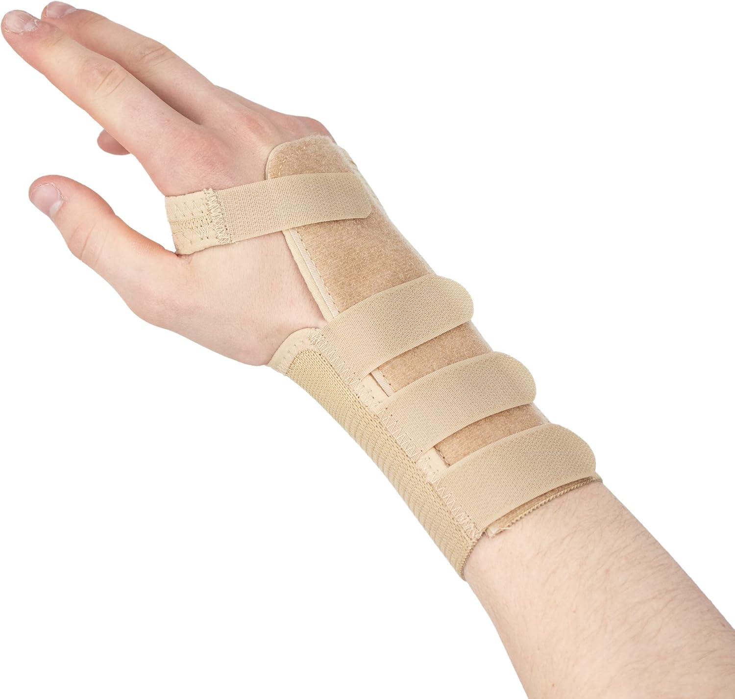 Actesso Tri-Weave Wrist Support Splint Brace - Relieves Pain from Carpal Tunnel, Fractures, Sprains and Joint Pain (Beige, Large Left) - Image 3
