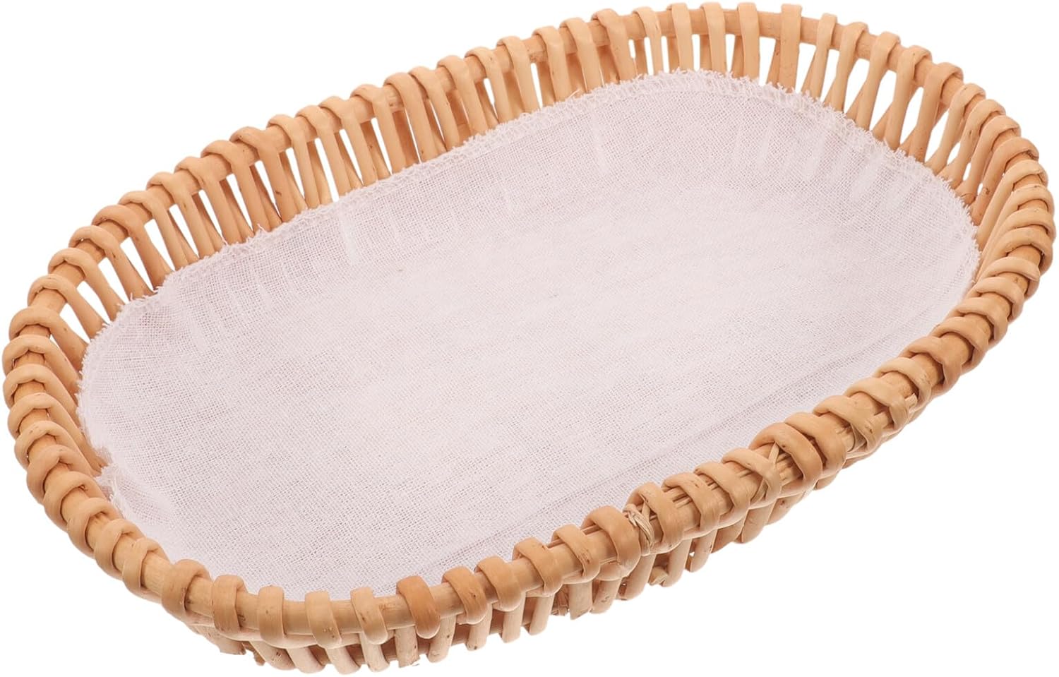 Woven Rattan Bread Basket Small Oval Handwoven Kitchen Storage Basket for Dinner Rolls Fruit Serving and Household Organization