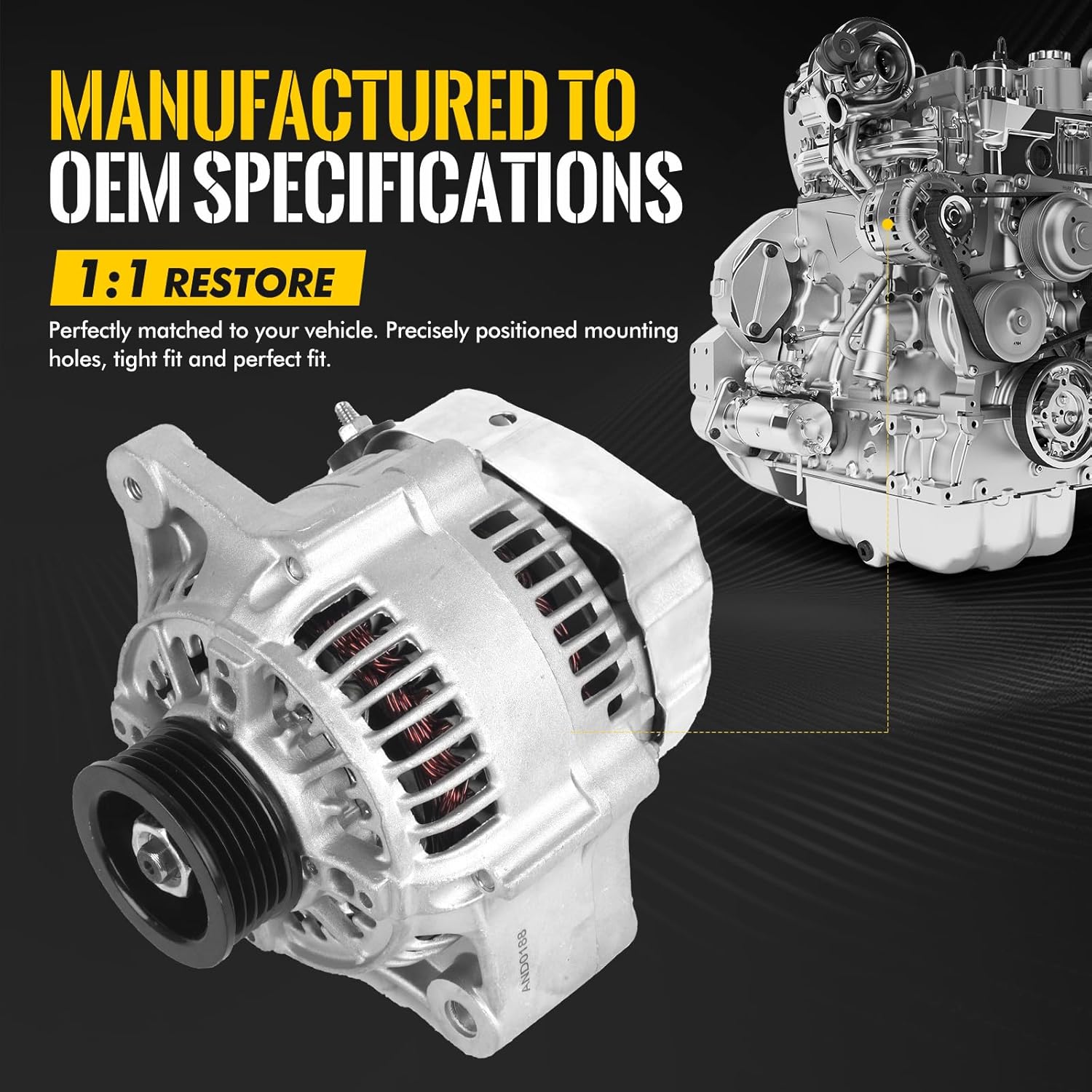 KUSATEC AND0188 New Alternator Fit for Dodge Dakota Durango Ram 2500 3500 4000 Van 1999 2000/ Ram 1500 1999 2000 2001 3.9L 5.2L 5.9L 8.0L, 117Amp 12V CW 7-Groove Pulley OE# 11577N 40052024 56027912AB