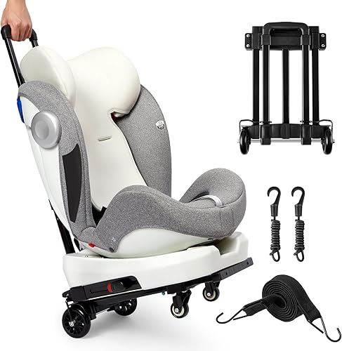 Miniatura 2 de KEDSUM Carrito de viaje para asiento de automóvil, compacto y ligero, para viajes, construcción sólida, portátil, con ruedas para aeropuertos,