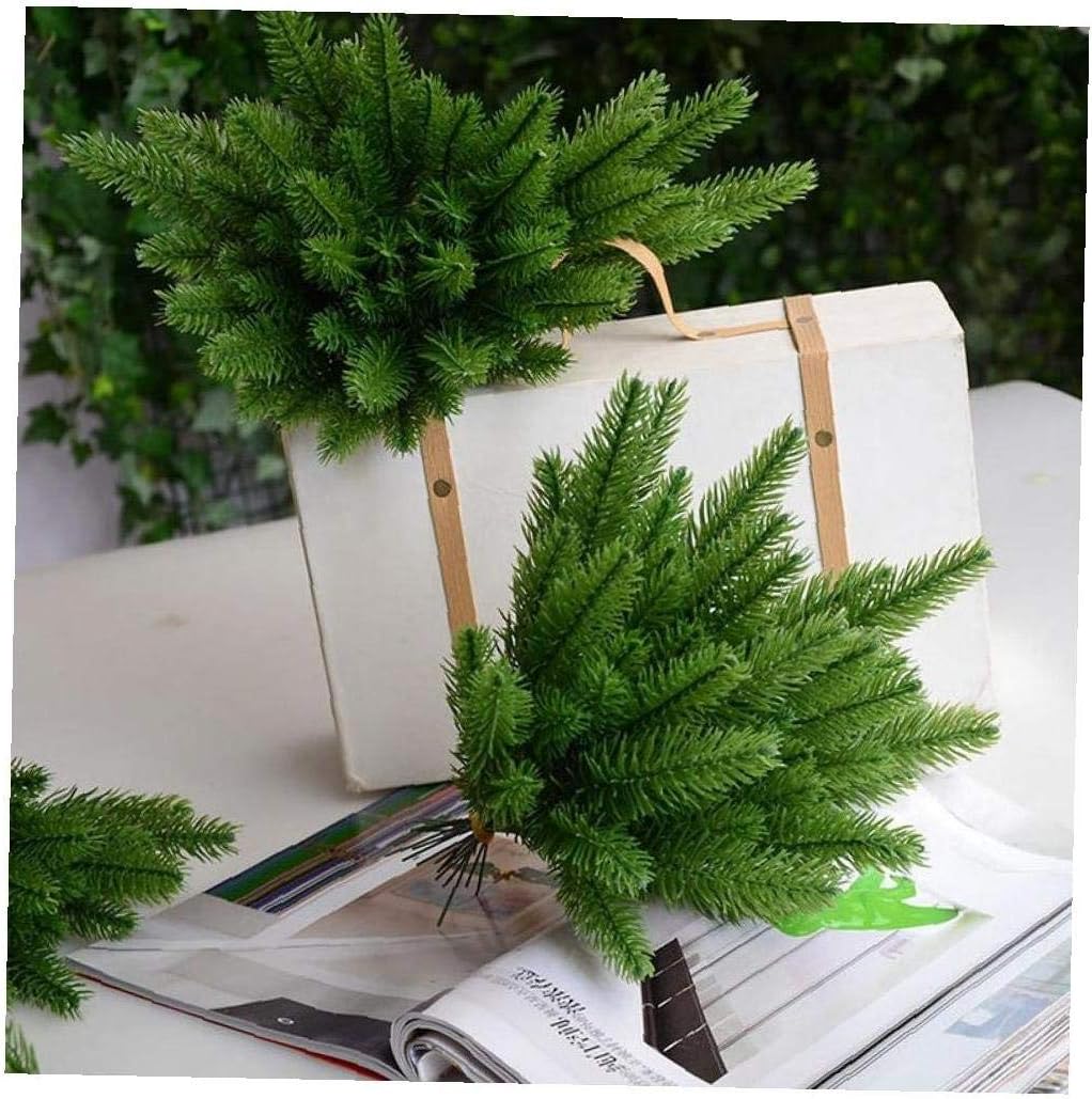 Zonfer 10pcs Artificial Pine Branches Simulation Plants Flowers Decoration Ornament for Home Garden Xmas Tree Decoration Branches 27 Cm