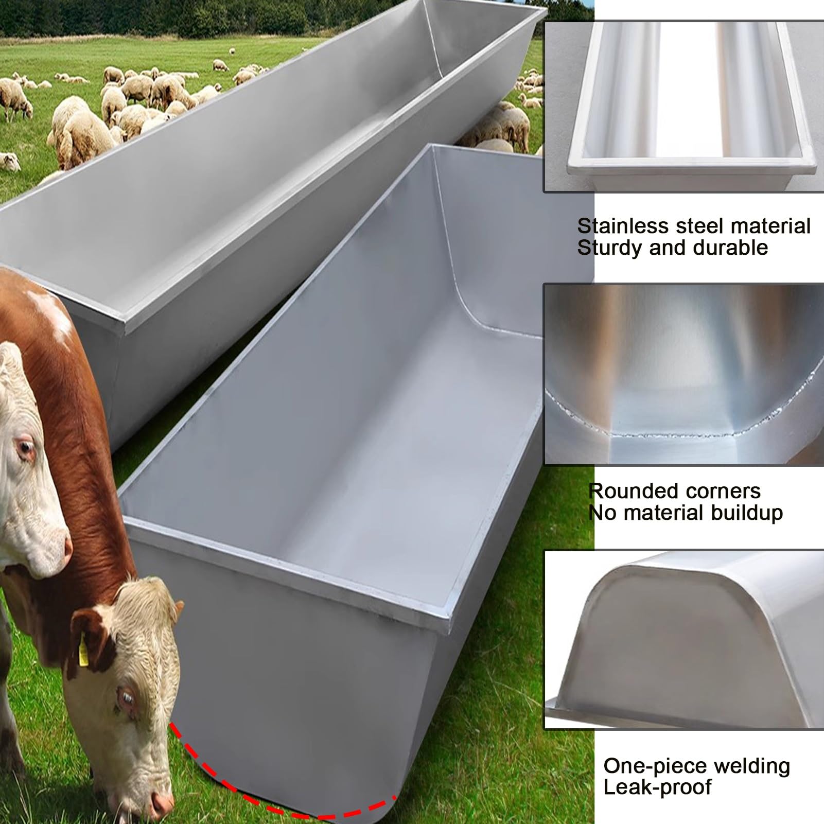 Abbeveratoio automatico d'acciaio Liveless dell'acqua di riempimento di grande capacità con il riscaldamento costante per l'alimentazione all'aperto del bestiame