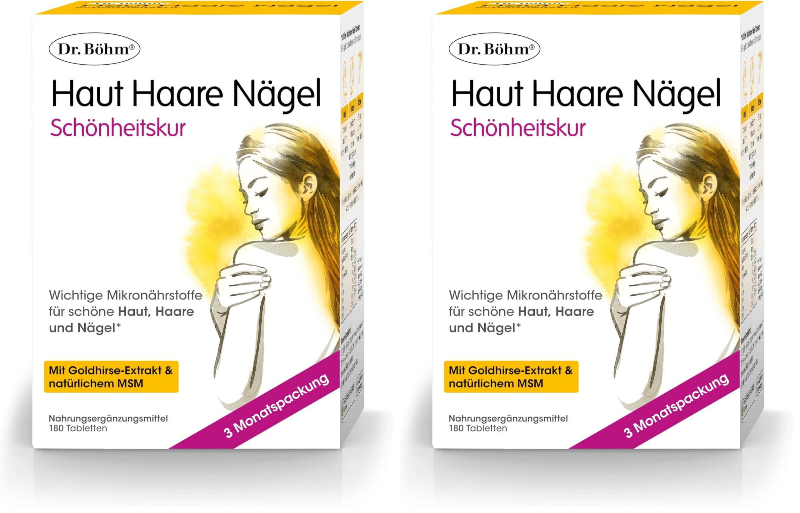 Dr. Böhm Haut Haare Nägel: Vitamine & Nährstoffe für Haut, Haare & Nägel, mit Silizium aus Goldhirse & Kieselerde, Selen, Biotin, Zink, 180 Tabletten (Packung mit 2)