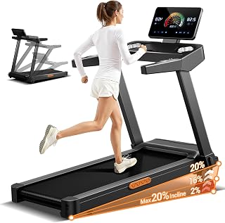 LONTEK Treadmill with 20% Incline, Treadmills for Home | Foldable Treadmill with 400lb Capacity, 3.5HP Quiet Running Machine with Adjust Handle Height, 42.5"×16.2" Running Area