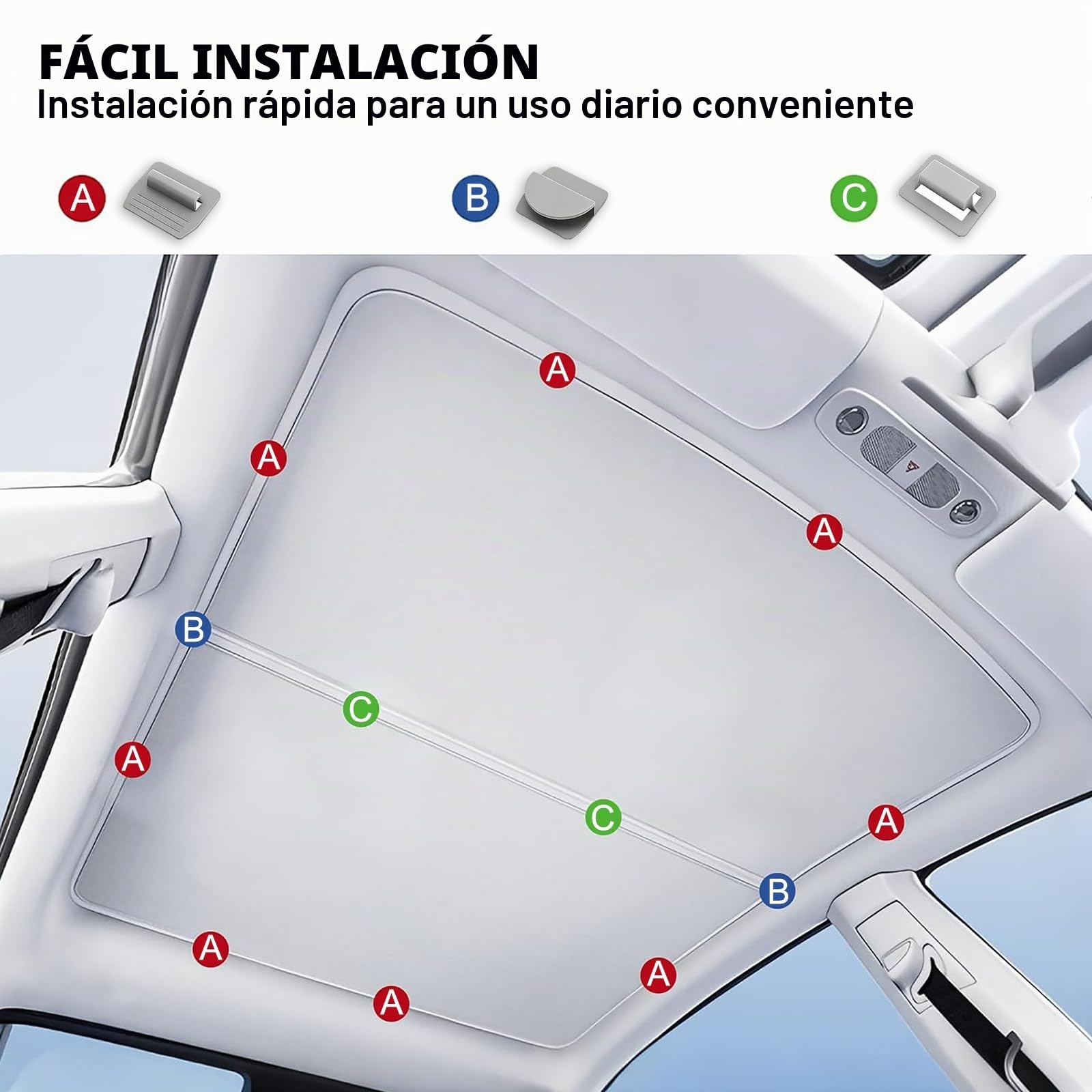 Parasol para Techo de Cristal (Compatible con Tesla Model 3 2021-2026), Paquete de 2 parasoles Plegables con Aislamiento térmico y protección contra Rayos UV y Calor (Gris)