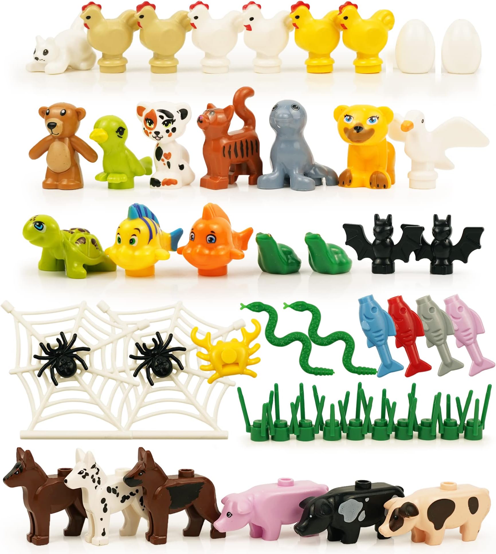 PamvavaFarm Animals Accessories - Zoo Building Block Friends Pets Pack, People Parts-Cats Dogs Brids Jungle Sea Animals Bricks Toys