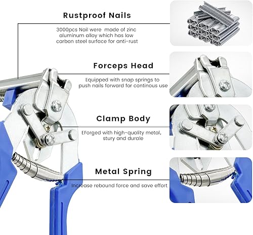 Miniatura 2 de Alicates de anillo de uñas tipo M, abrazadera de jaula multifunción con clips en M para fijación de vallas, instalación de tapicería, jaulas de