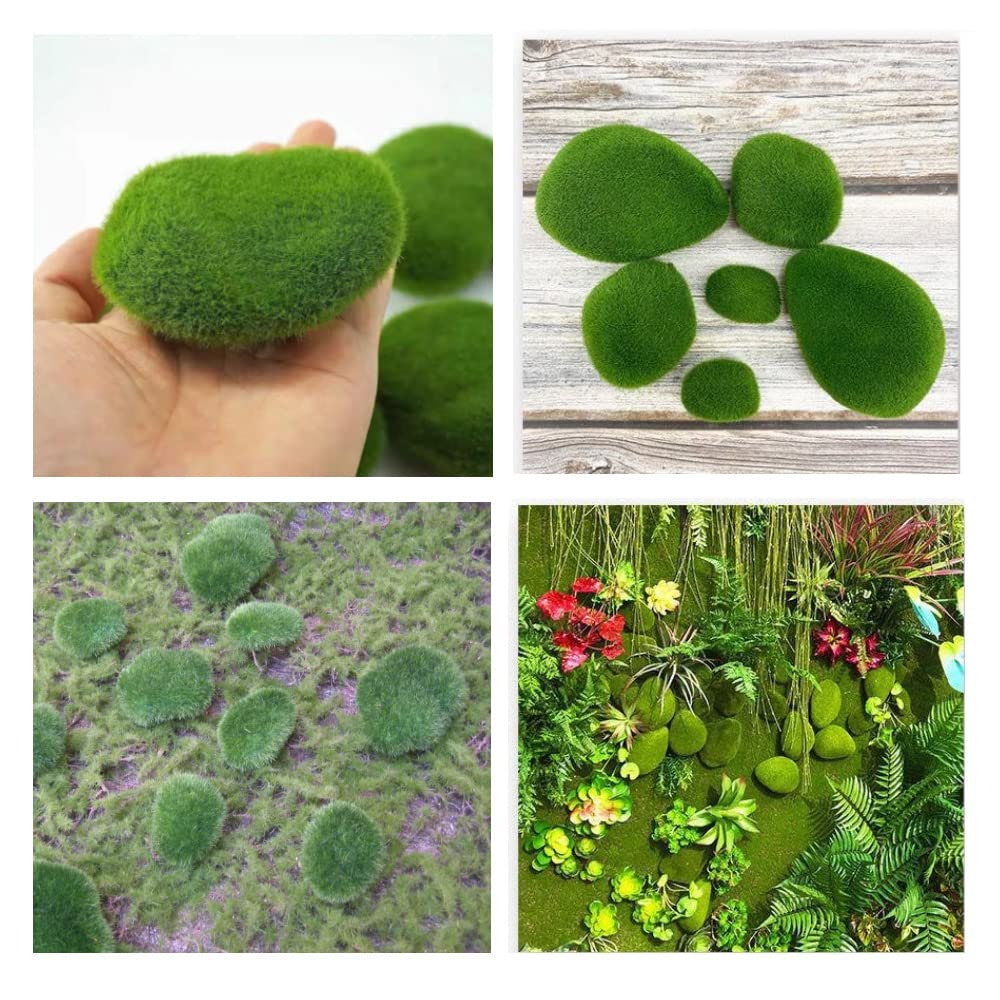 Rixotix 4 Pezzi Erba Artificiale 15 x 15 cm, Tappeto Erboso in Miniatura, Muschio per Giardino, Decorazione Fai da Te Verde