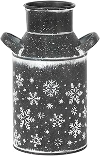 Putuo Decor Galvanized Gray Metal Vase Snowflake Design Christmas Decora...
