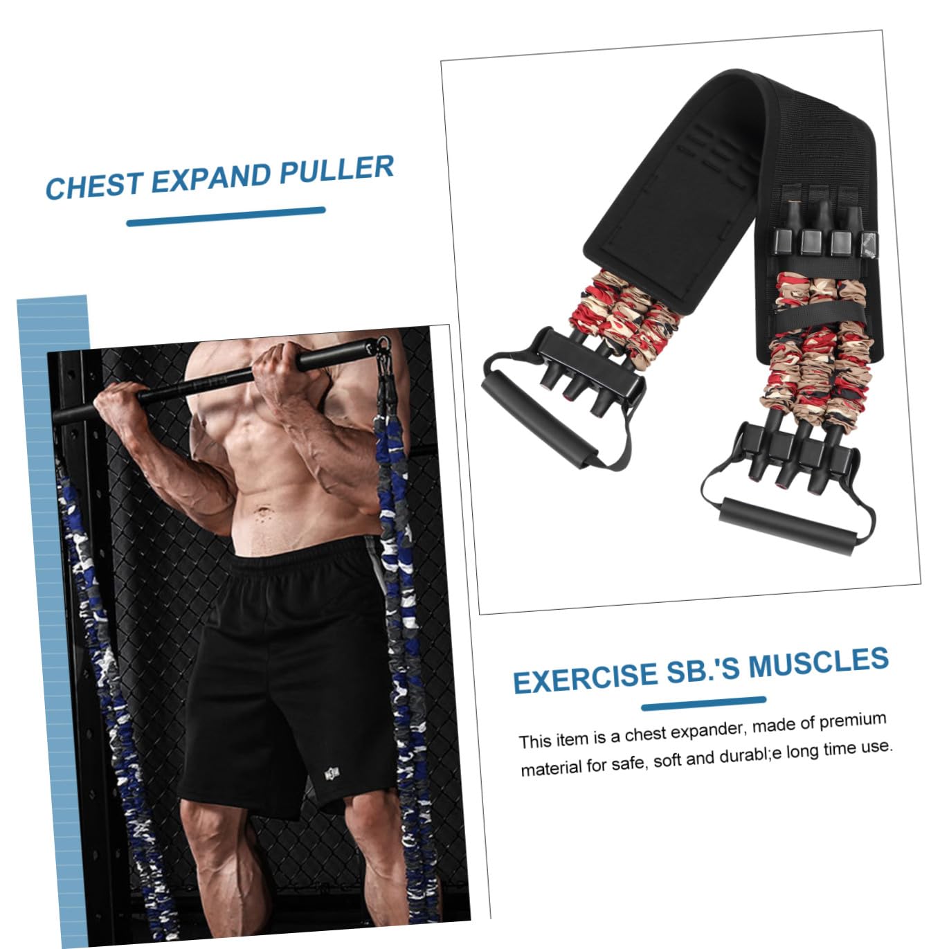TOYANDONA Banda Elastica per Allenamento Pettorale Vita Imbottita, Espansore per Petto in Nailon Leggero per Fitness e Tonificazione Muscolare