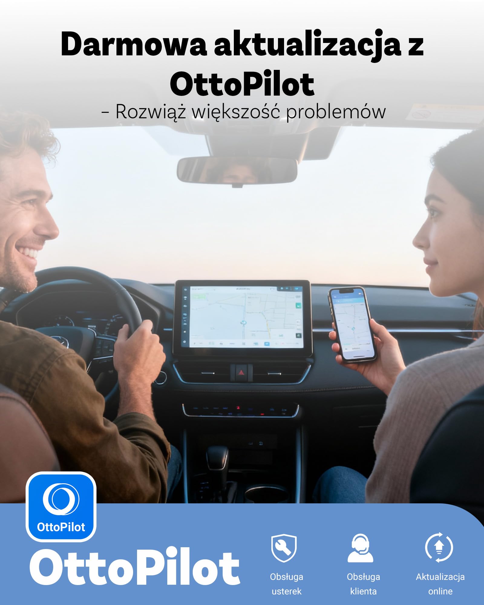 2026 Ottocast Mini Pot Orange, Bezprzewodowy Adapter 2-w-1 CarPlay i Android Auto, Dongle Wireless Plug & Play, Automatyczne Połączenie w 5s, do Samochodów z Fabrycznym Przewodem, iPhone i Android