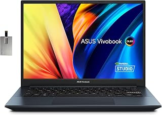 2022 ASUS VivoBook Pro 14 14" 2.8K 90Hz OLED Business Laptop, AMD Ryzen 7 6800H, 16GB LPDDR5 RAM, 1TB PCIe SSD, NVIDIA GeForce RTX 3050, Backlit Keyboard, Win 11 Pro, Blue, 32GB Snowbell USB Card
