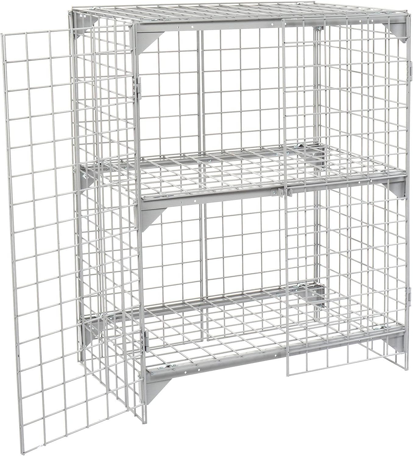 Global Industrial Commercial 1-Tier 2 Door Wire Mesh Security Locker, 36" W x 24" D x 36" H, Gray, Unassembled, Industrial Wide-Span Security Cage, Bulk Storage Locker