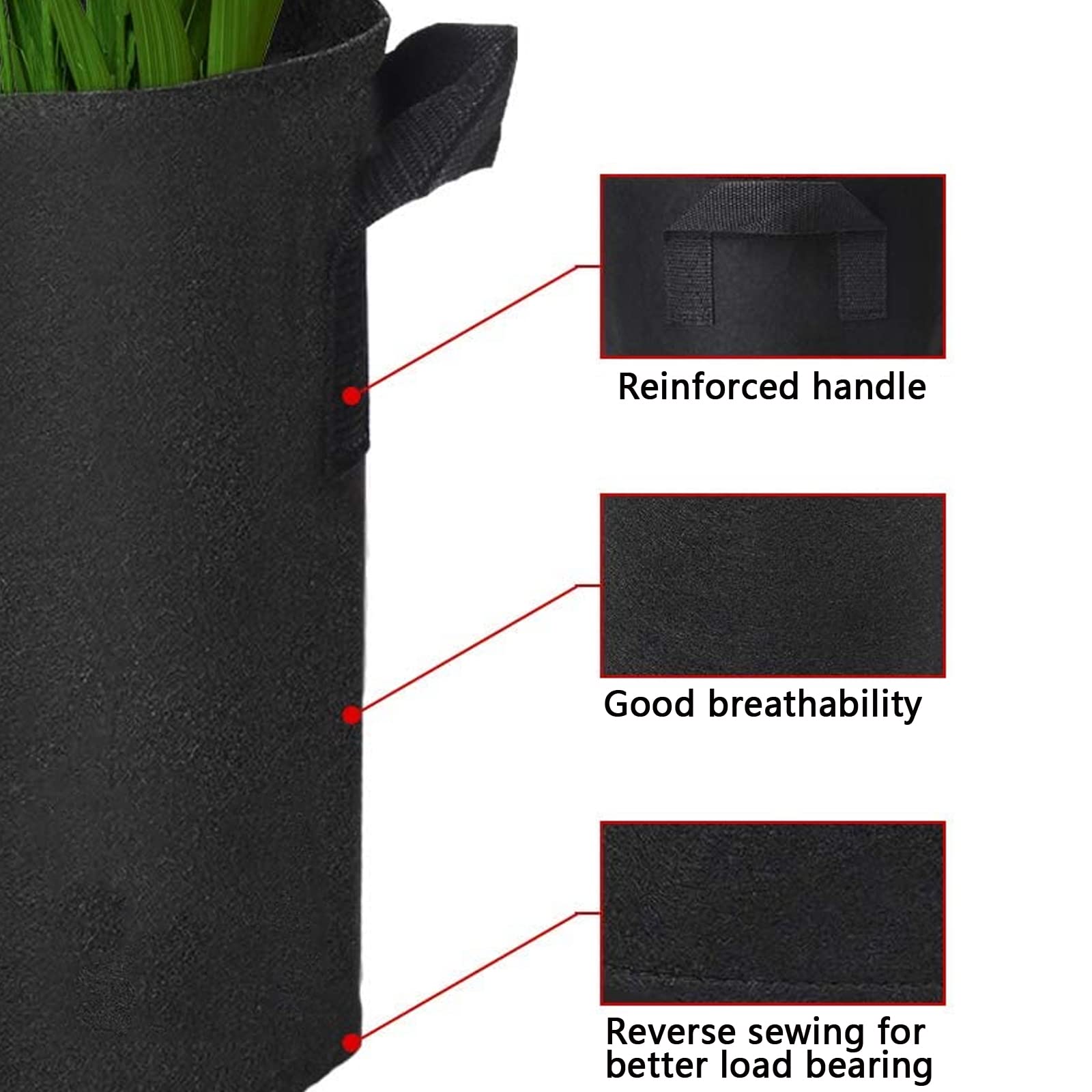 Sacs de Plantation de Jardin, Non Tissés Sacs de Culture pour Pommes de Terre, Sac de Legumes Sac de Plantes à poignées pour Légumes avec poignées Robustes, 30 gallons