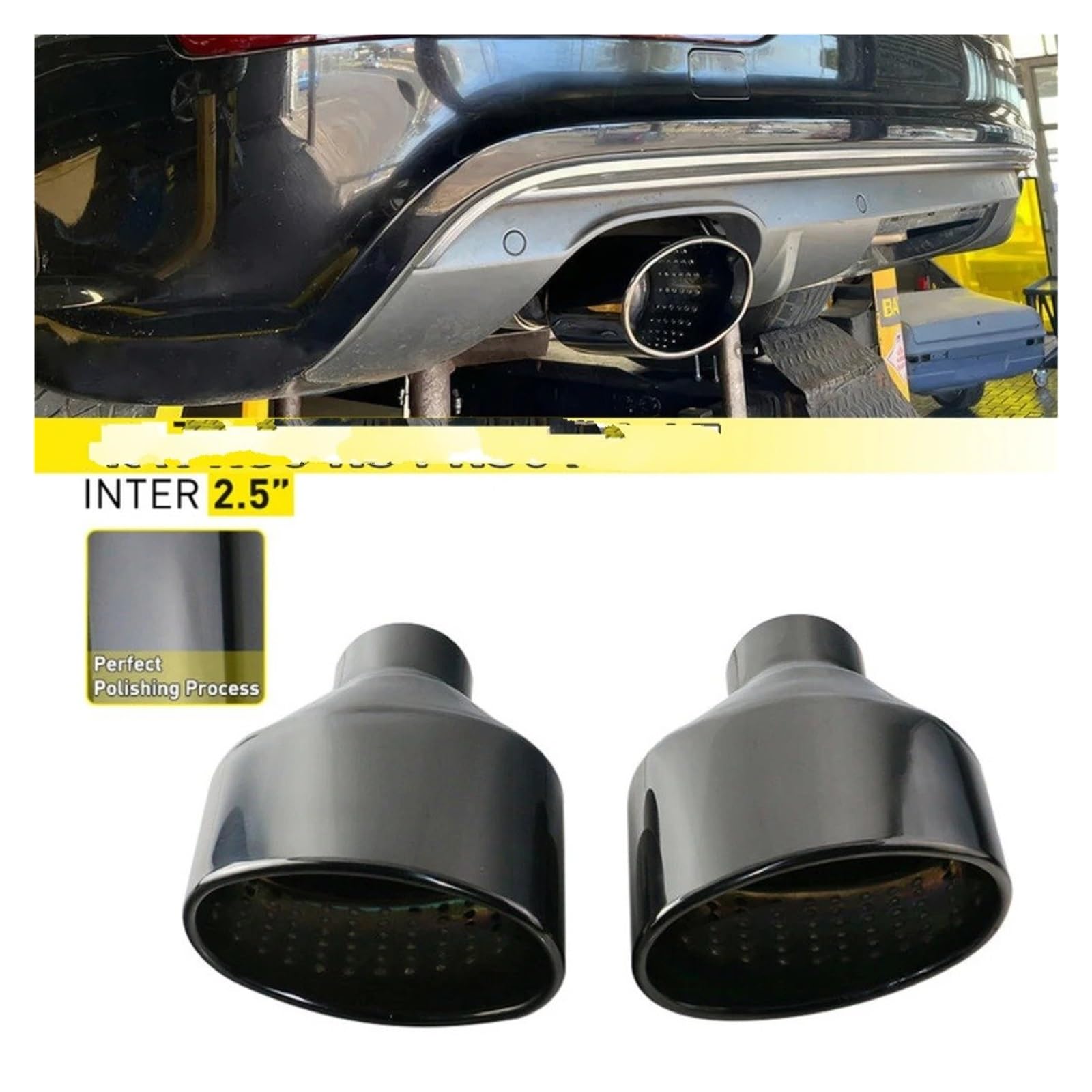 D'échappement Silencieux Embout D'échappement Universel Pour Voiture En Acier Inoxydable Poli Sortie Ovale Ou Roulée Inclinée(H0DJ3027f-R)